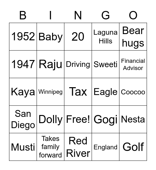 Kultar Trivia Bingo Card