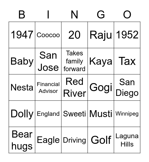 Kultar Trivia Bingo Card
