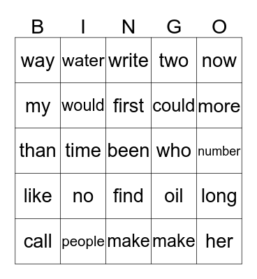 Word Tree Bingo Card