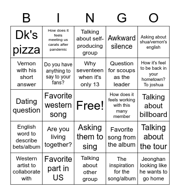 Svt in any western interview Bingo Card