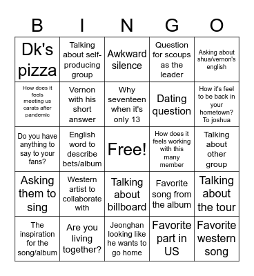 Svt in any western interview Bingo Card