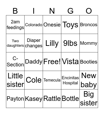 Coles Bingo Card