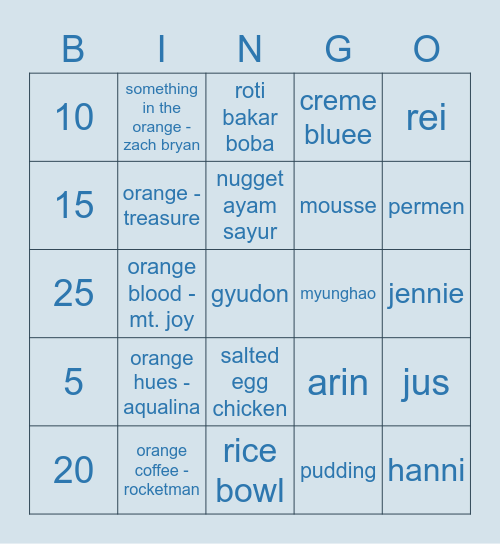bingo soobin Bingo Card