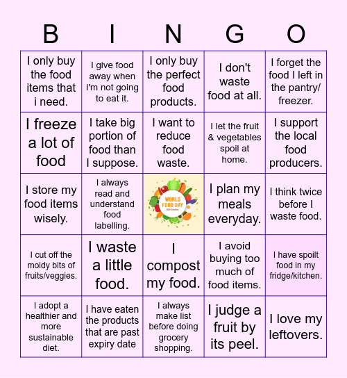 WORLD FOOD DAY Bingo Card