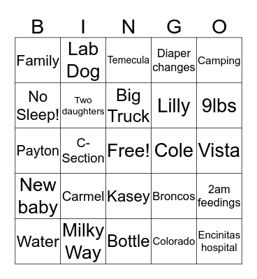 Coles Bingo Card