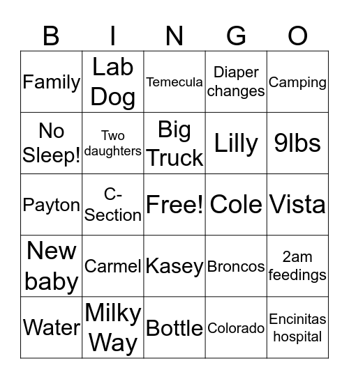 Coles Bingo Card