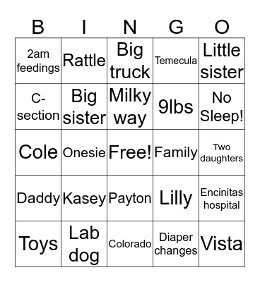 Coles Bingo Card