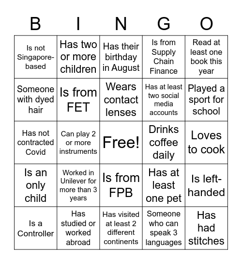 UI Fun Night Bingo (Performance Management) Bingo Card