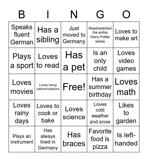 Classroom Community Bingo Card