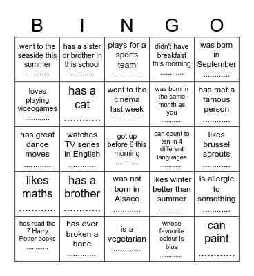 Find someone who... Bingo Card