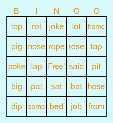 Word Bingo Card