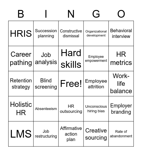 HR Bingo Key Bingo Card