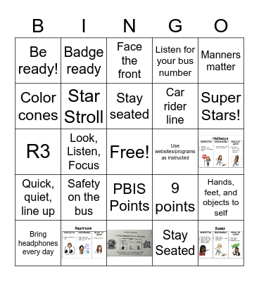 Dismissal, Buses, Technology,Review Bingo Card