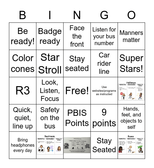Dismissal, Buses, Technology,Review Bingo Card