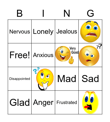 Feelings  Bingo Card