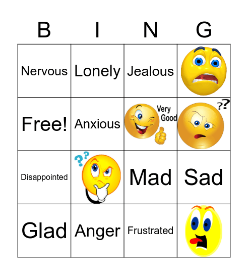 Feelings  Bingo Card