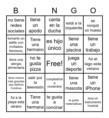 Ice Breaker Bingo Card