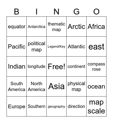Geography Bingo Card