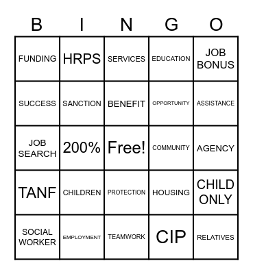 WORK FIRST/ENERGY BINGO Card