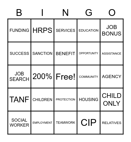 WORK FIRST/ENERGY BINGO Card