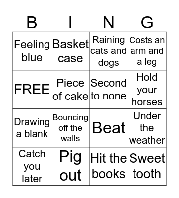 Idioms BINGO Card