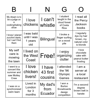 HES BINGO! Bingo Card