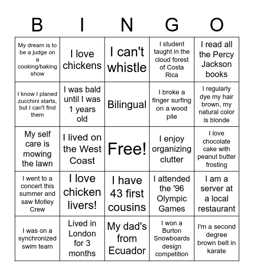 HES BINGO! Bingo Card