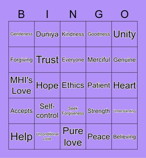 Love Bingo Card