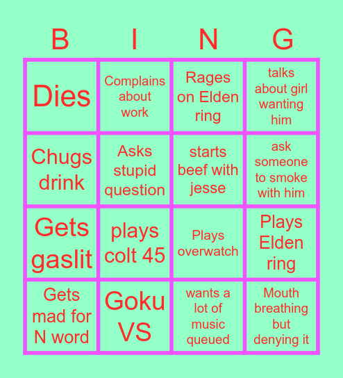 Jamal bingo Card