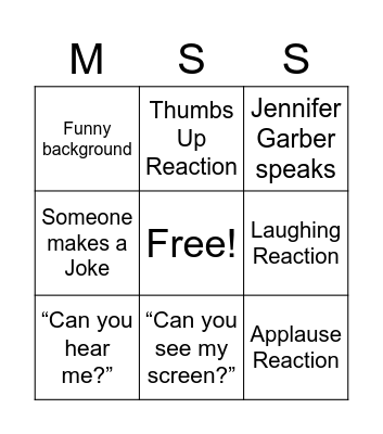 MSS Fun Committee Bingo Card