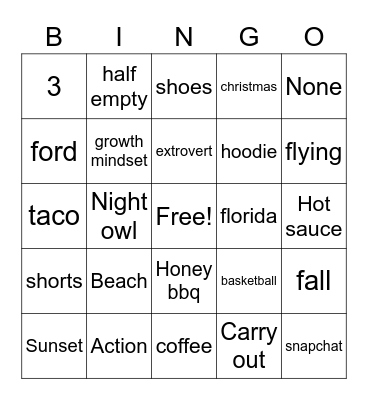 Untitled Bingo Card