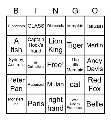 Disney Trivia Bingo Card
