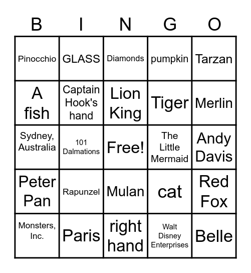 Disney Trivia Bingo Card