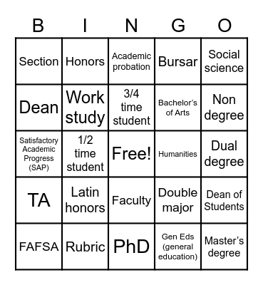 FYE Bingo Card