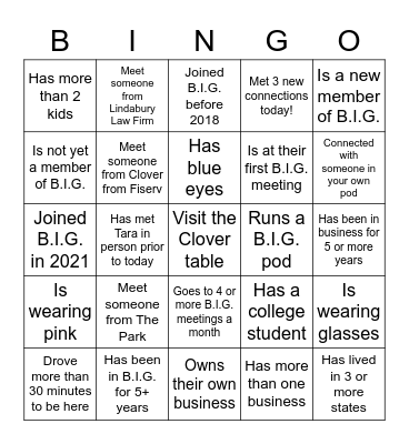 B.I.G. Summer Sizzle Bingo Card