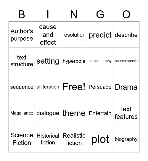 Reading BINGO Card