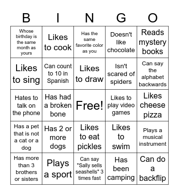 Hola! Bingo Card