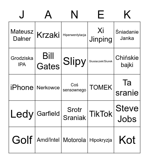 Dzika 33 Choroszcz bingo Card