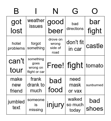 Peach trip Bingo Card