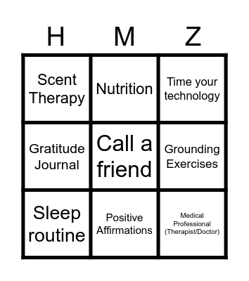 Rest & Reset Bingo Card