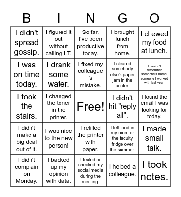 I CAN ADULT AT WORK! Bingo Card