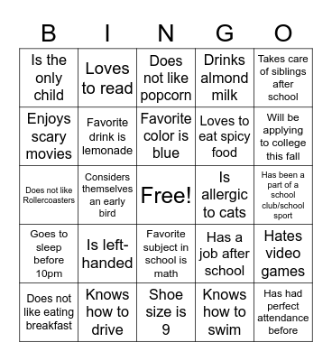 Who's in the Room Bingo Card