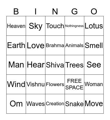 Hindu Creation Bingo Card