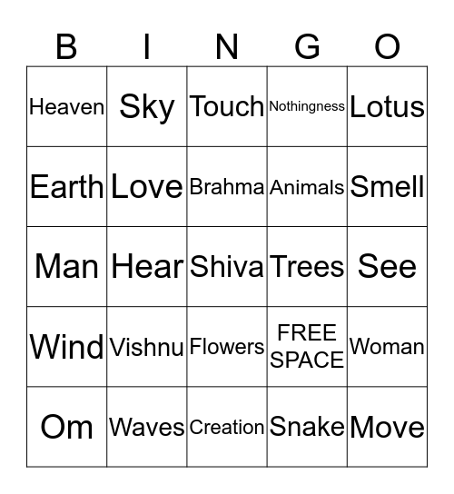 Hindu Creation Bingo Card