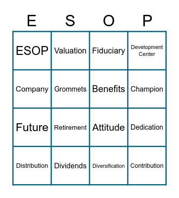Robin Industries ESOP Month Bingo Card