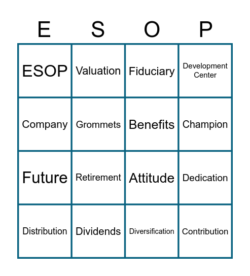 Robin Industries ESOP Month Bingo Card