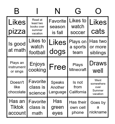 Virtual Mingle Bingo Card