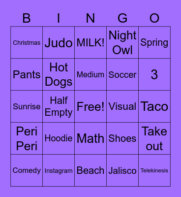 Bingo Bingo Card