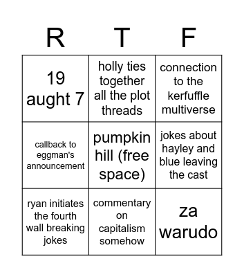 SHADOW DUB BINGO Card