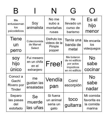 ¡A conocernos! Bingo Card